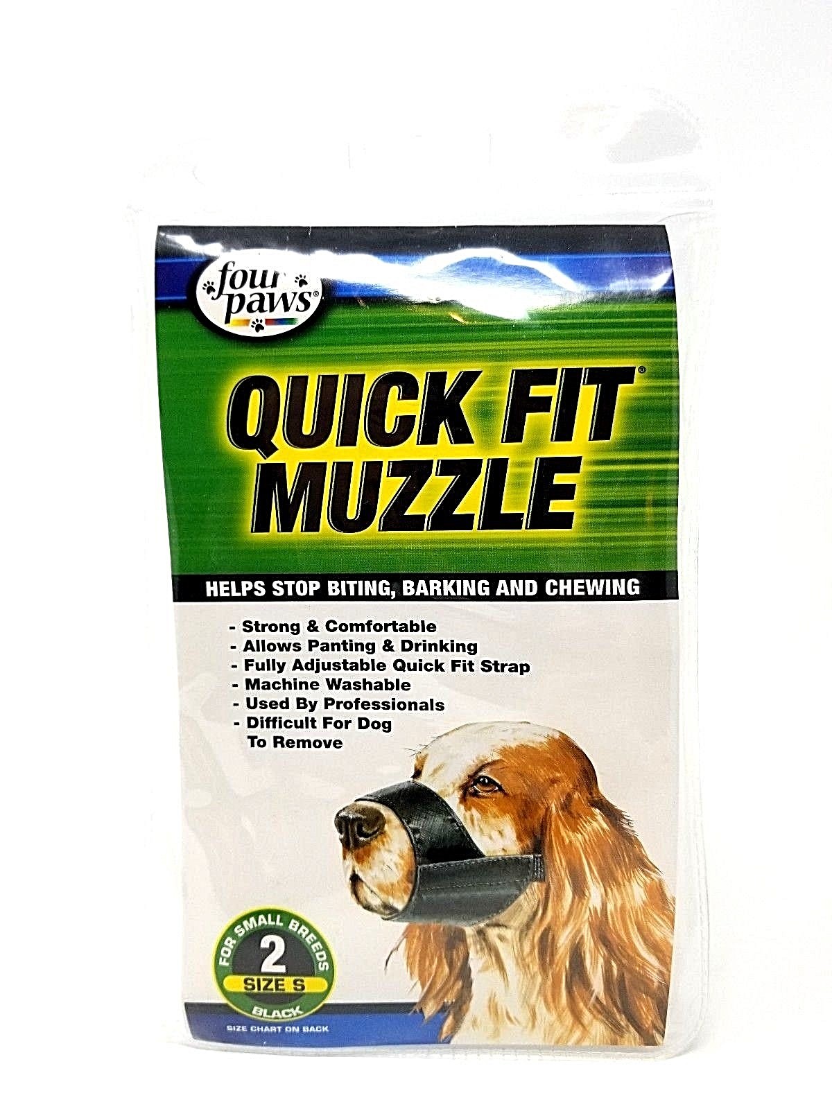 FOUR PAWS ~ QUICK FIT DOG MUZZLE BLACK SIZE 2 SMALL BREEDS ~ NEW