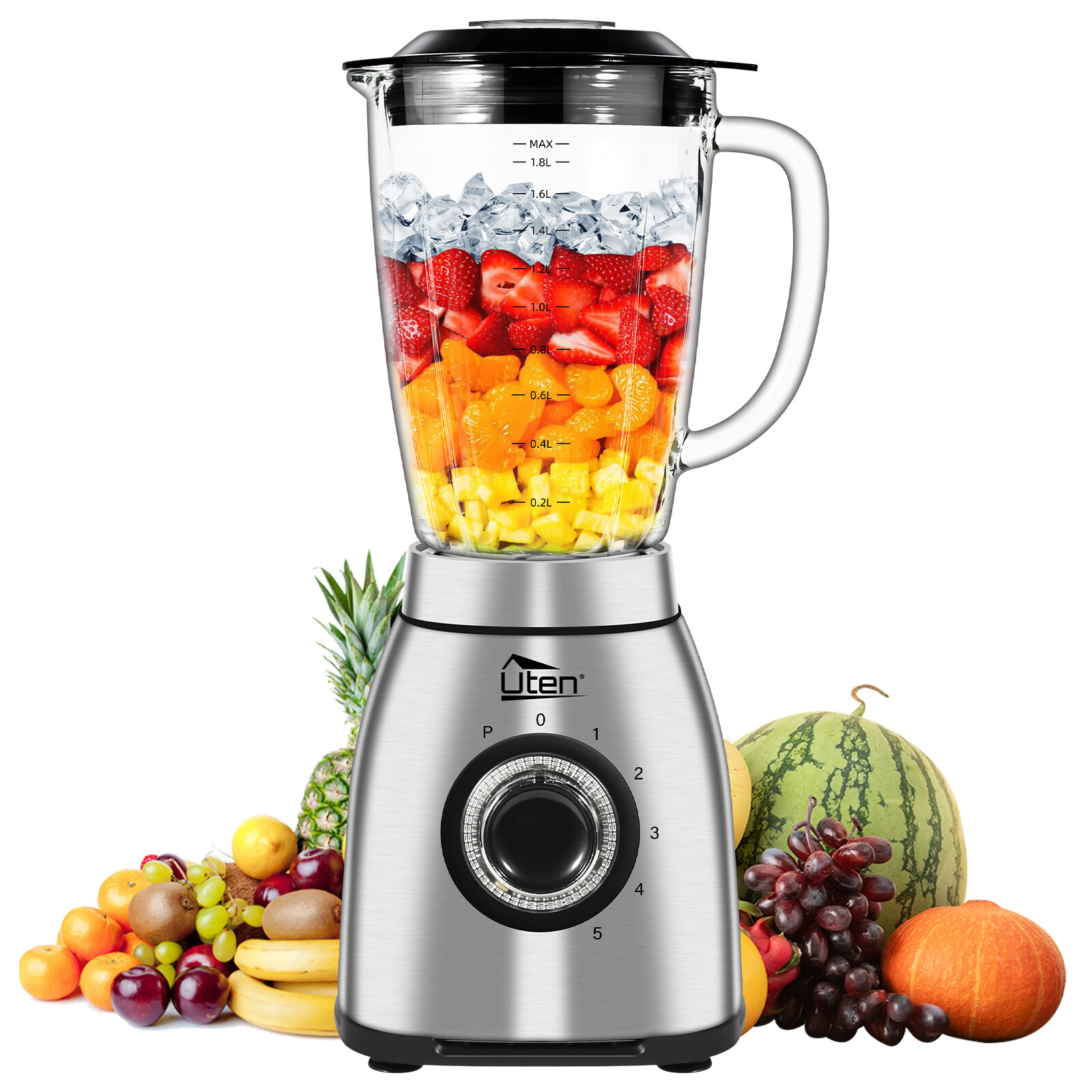 800W 60oz/1.8L Blender Glass Jug 5 Speed Stainless Steel Mixer Ice juices 6blade