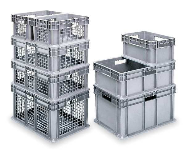 Akro-Mils 37688Grey Straight Wall Container, Gray, Industrial Grade Polymer, 23