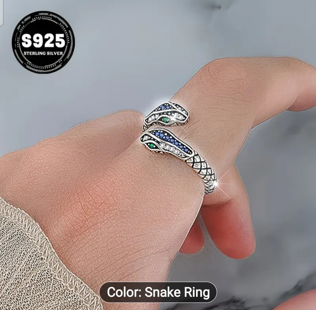 925 Sterling Silver Adjustable Snake Ring RNG19