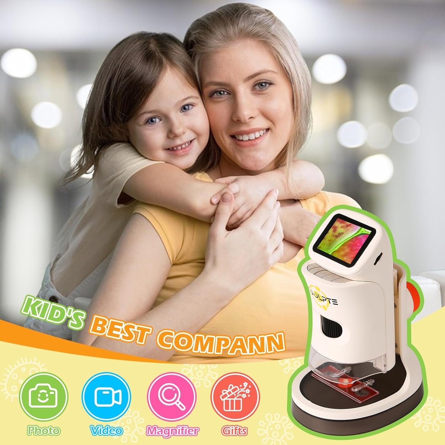 Microscope for Kids, 1000X HD Handheld Kids Microscope, 4K 2.1'' Screen Mini