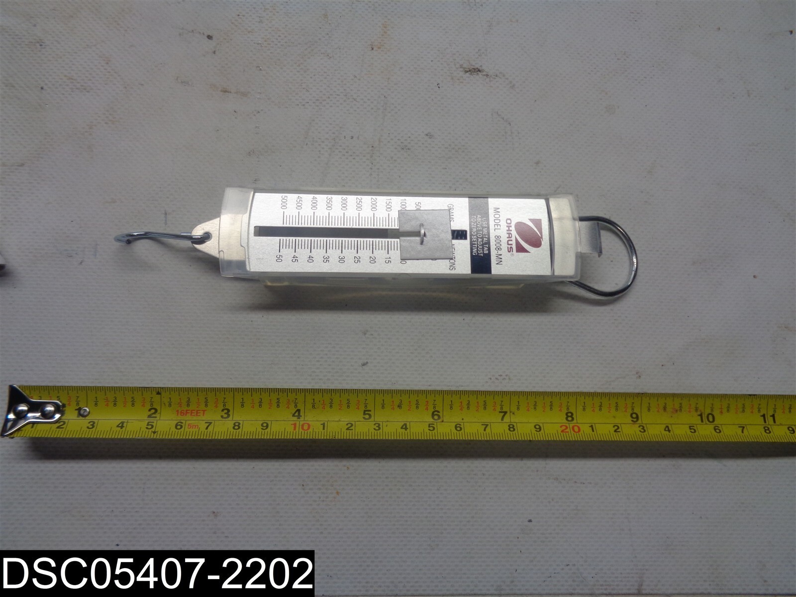 8008-MN Ohaus Pull Type Metal Spring Scale 5000 Grams 50 Newtons