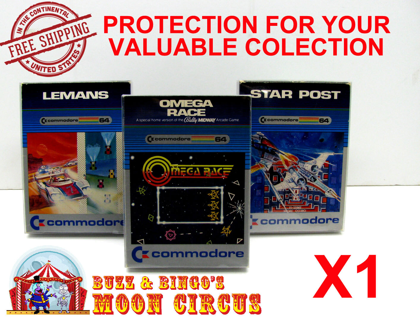 1X COMMODORE 64 CIB CARTRIDGE BOX - CLEAR PROTECTIVE BOX PROTECTOR SLEEVE