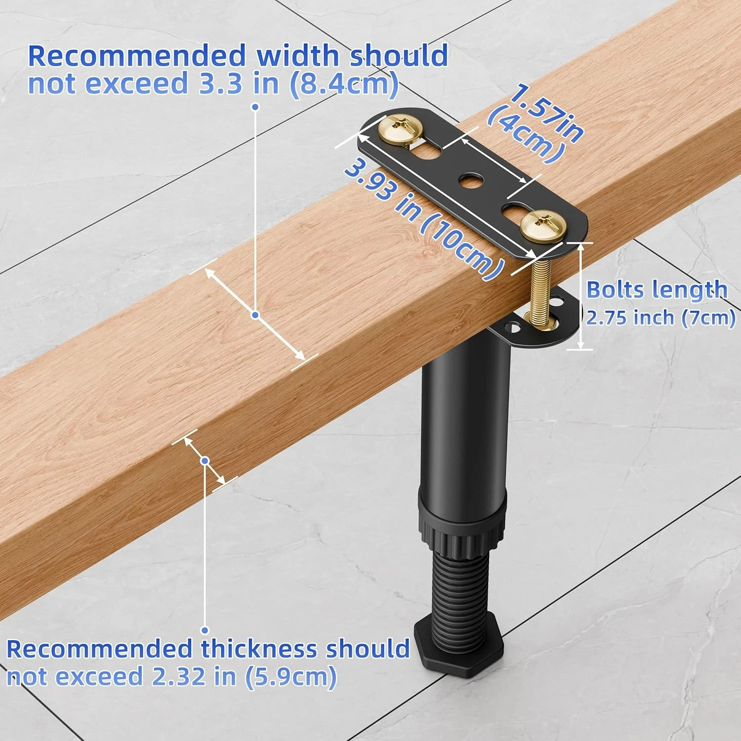 6 Pcs Adjustable Height Bed Support Legs 7.08-12.5 inch w/Locking Ring