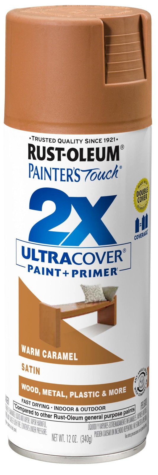Painter's Touch 12Oz Satin Warm Caramel Spray Paint Ultra Cover Interior Exte...