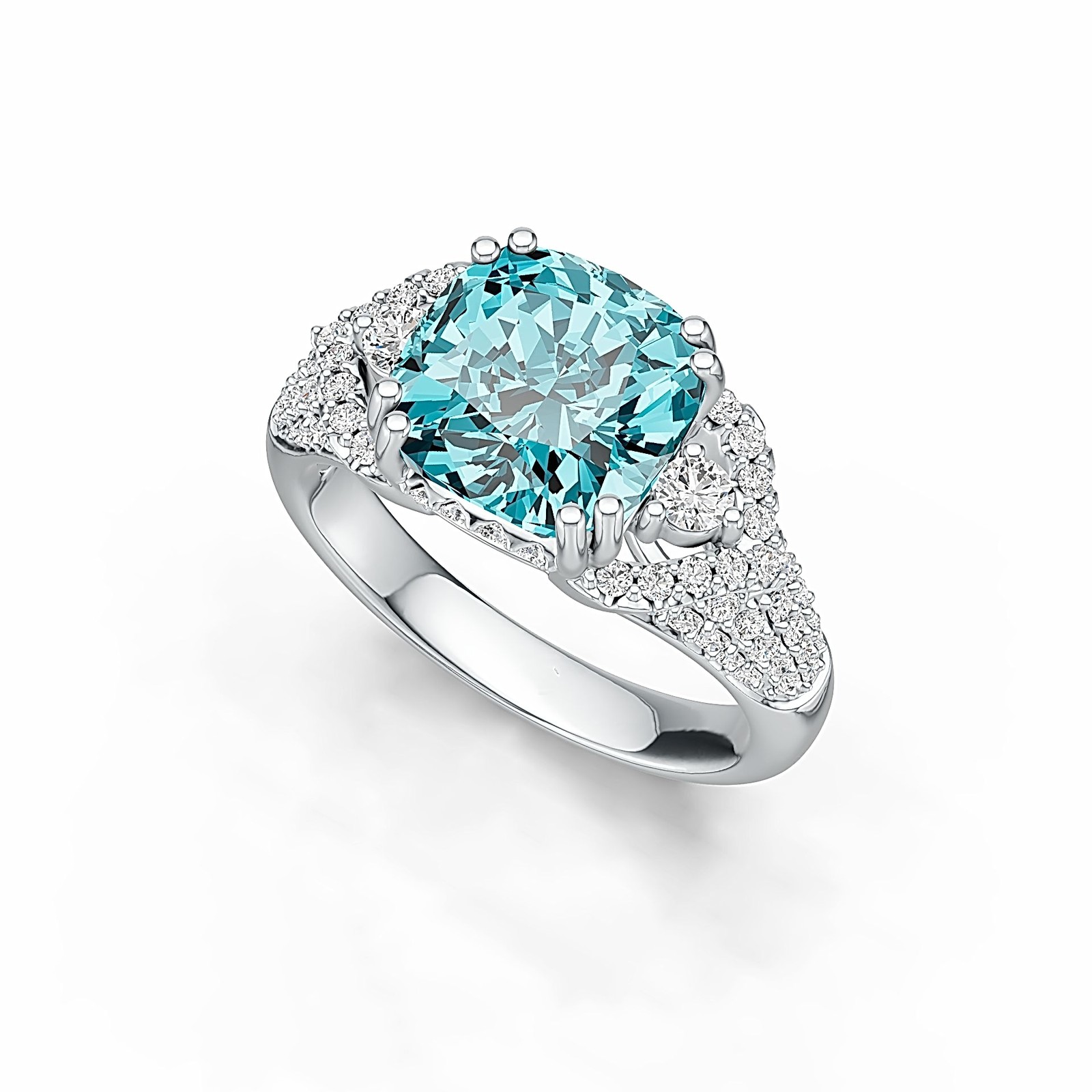 Sterling Silver Semi Mount Ring Setting Cushion CU 9X9mm