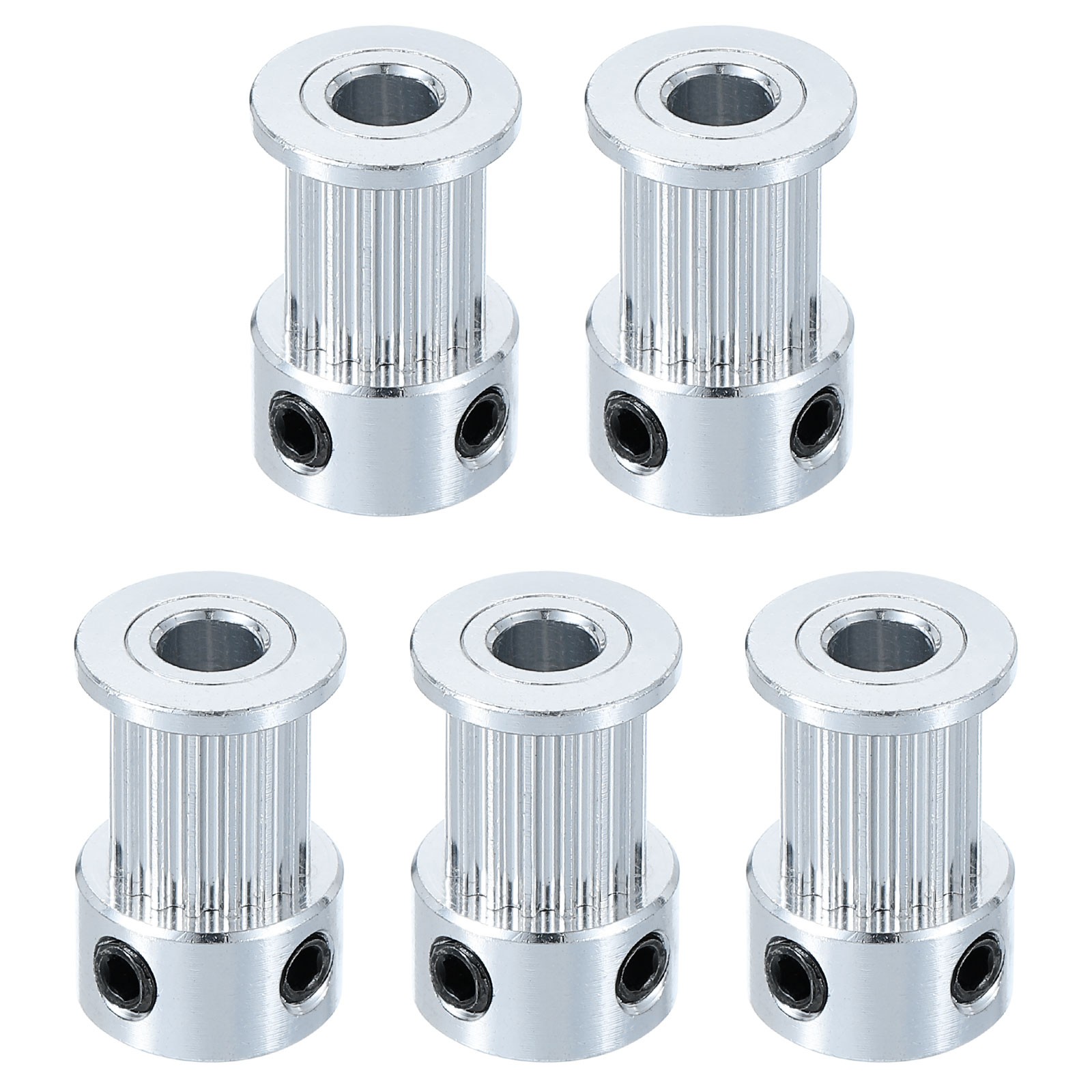 5Pcs Aluminum 16T Teeth 5mm Bore 10mm Width Idler Pulley Silver