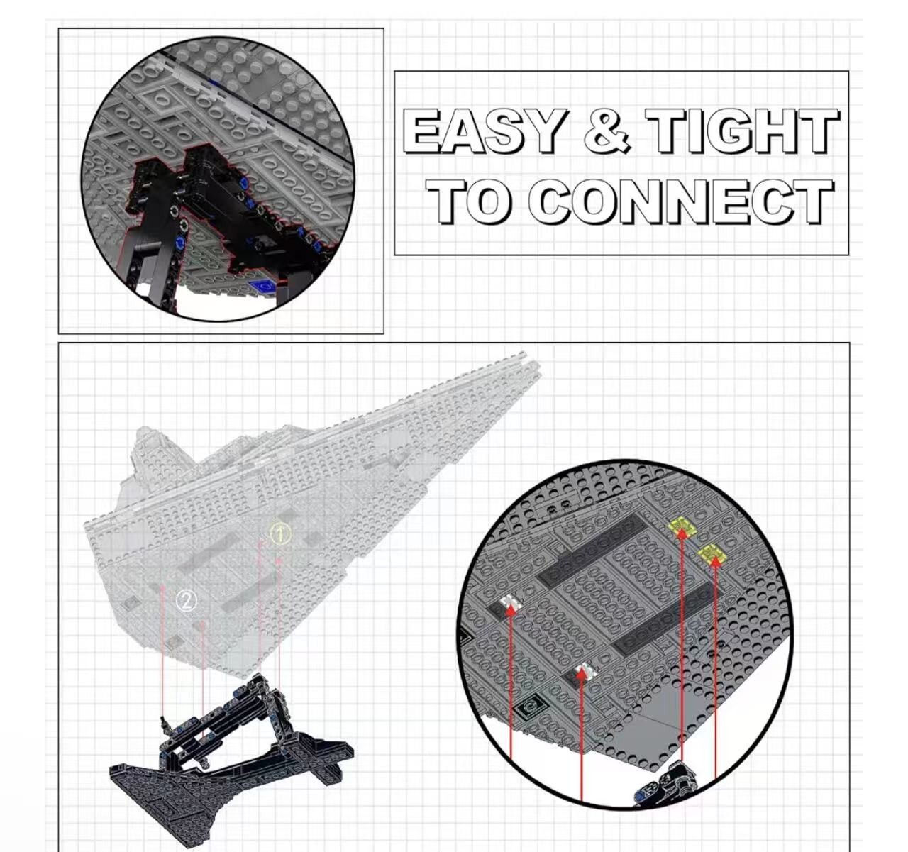 Display Stand Compatible with Lego 75394 & 75357, Imperial Aircraft Stand Buildi
