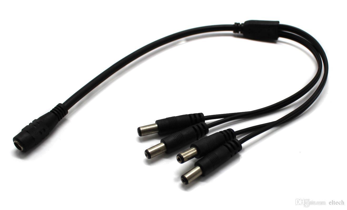 2 Pack - 4 Way Channel DC Power Splitter Adapter Cable for CCTV Security Camera