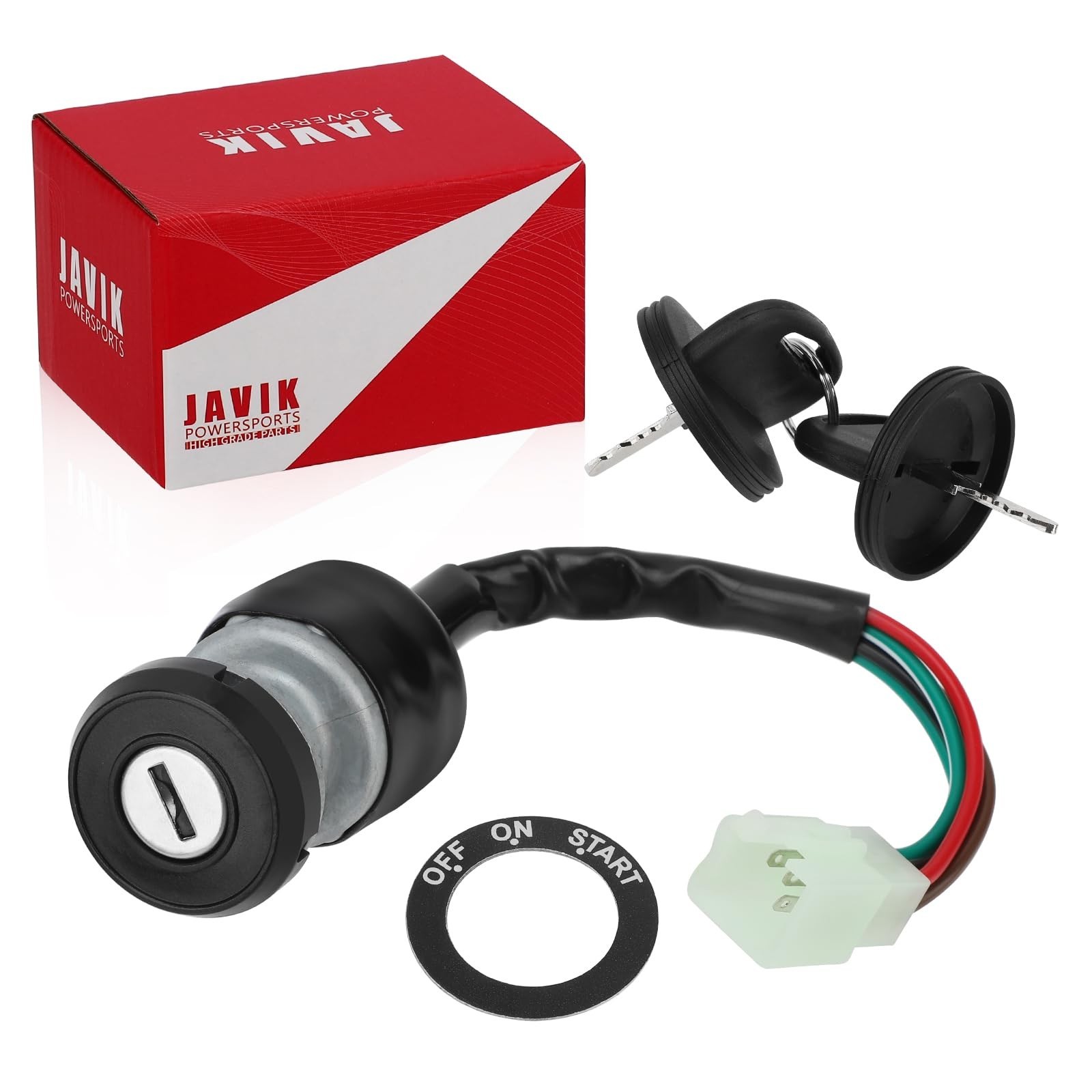 JAVIK Ignition Key Switch, Push Button, 3-Position, Black, Manual Operation, ...