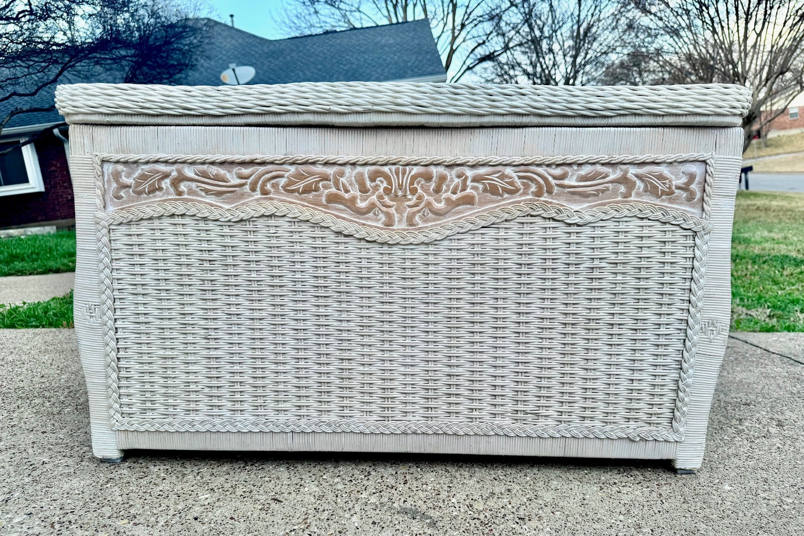 Vintage Pier 1 Imports Jamaica Wicker Trunk Large Rattan Hope Chest Coastal Boho