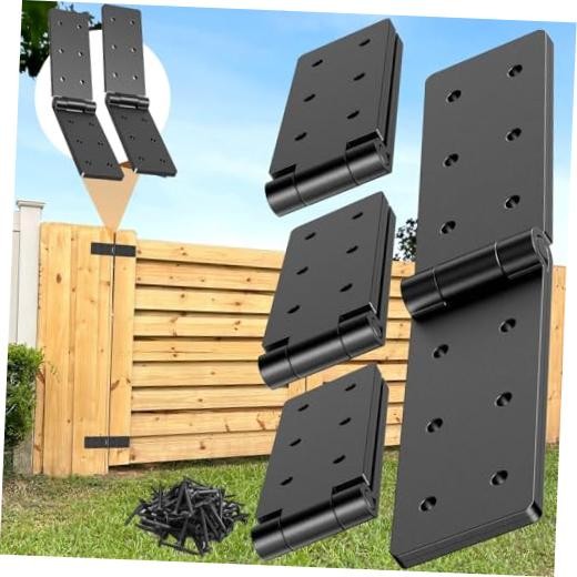 Fence Gate Hinge Heavy DutyPack 270Degree Barn Door Hardware Kit | 270° 4 Black