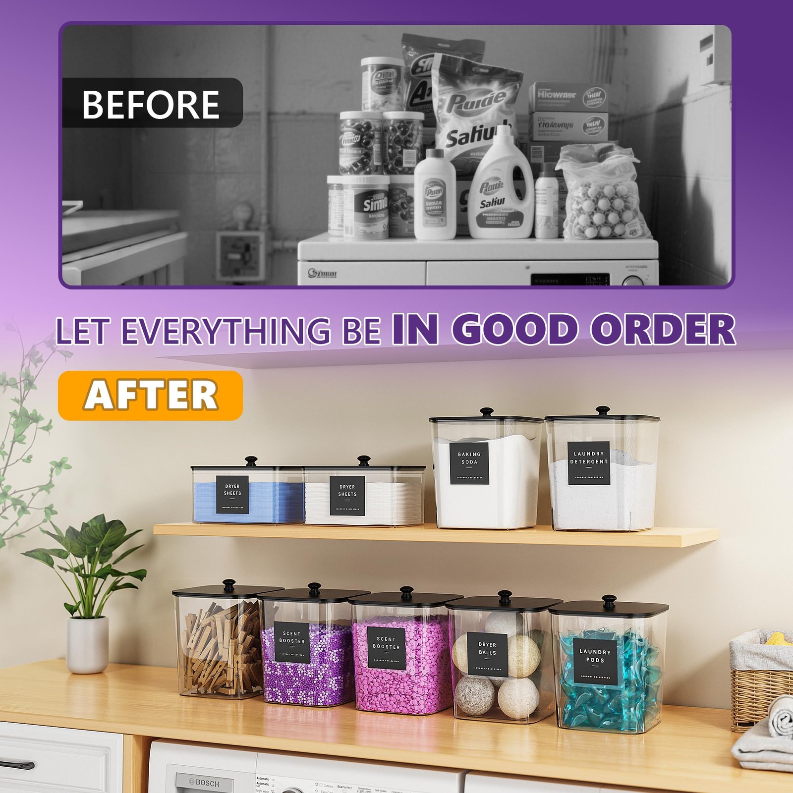 4 Pack Laundry Pods Container, Clear Laundry Room Organization Containers,Lar...