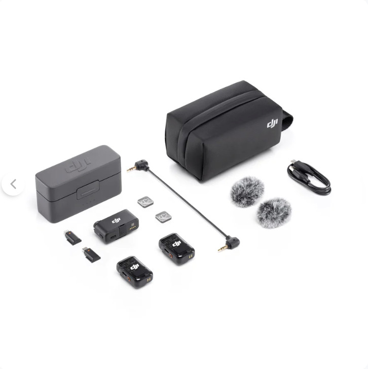 DJI MIC 2 Wireless Microphone Kit (2 TX + 1 RX + Charging Case + 2 DJI Lavalier)