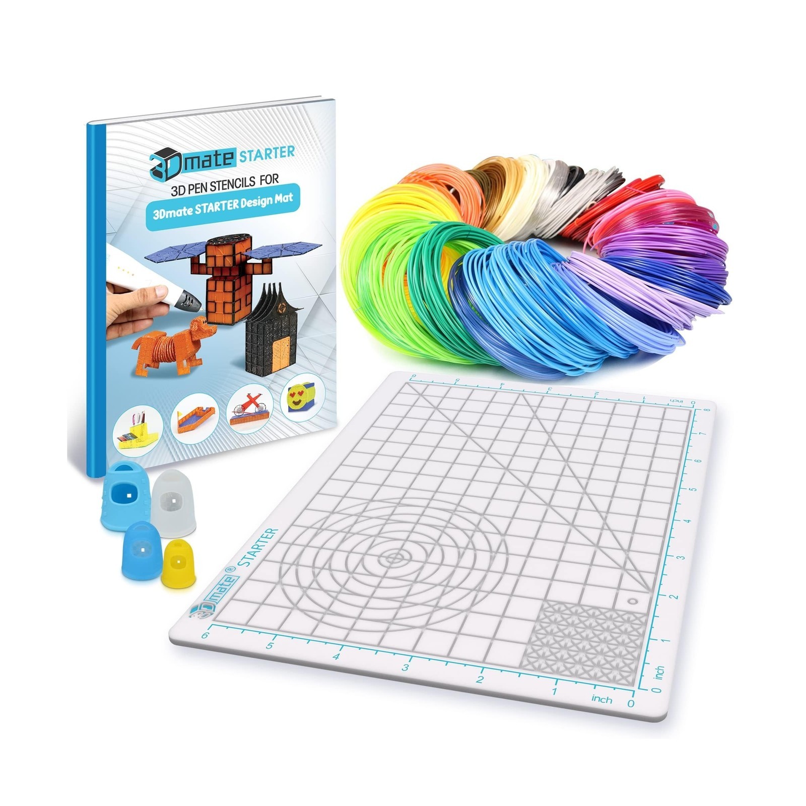 3D Pen Filament with Silicon Design Mat and Compatible Stencils Book with 11 ...