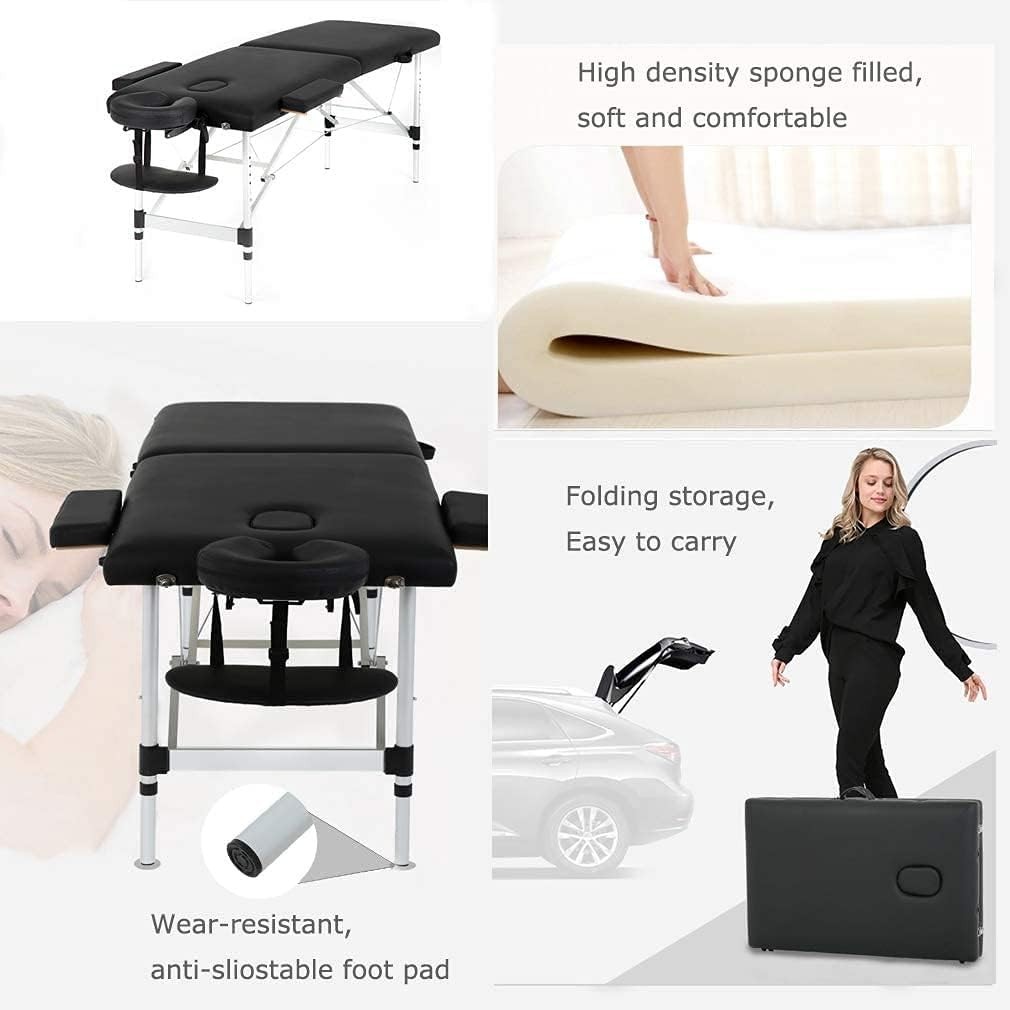 Portable Aluminium Massage Bed with Adjustable Height & Accessories