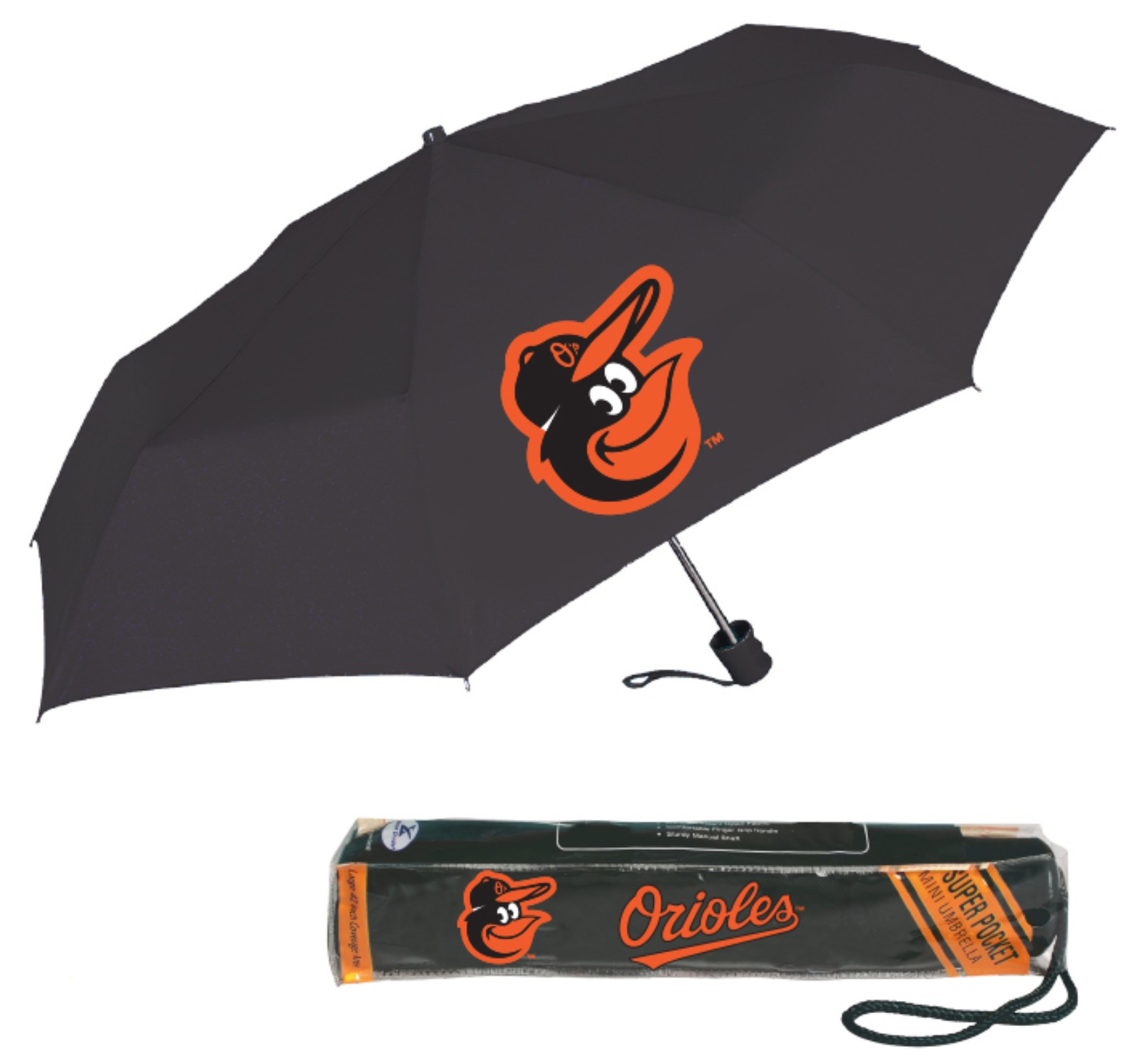 Storm Duds Baltimore Orioles Super Mini 42 inch Coverage Folding Umbrella