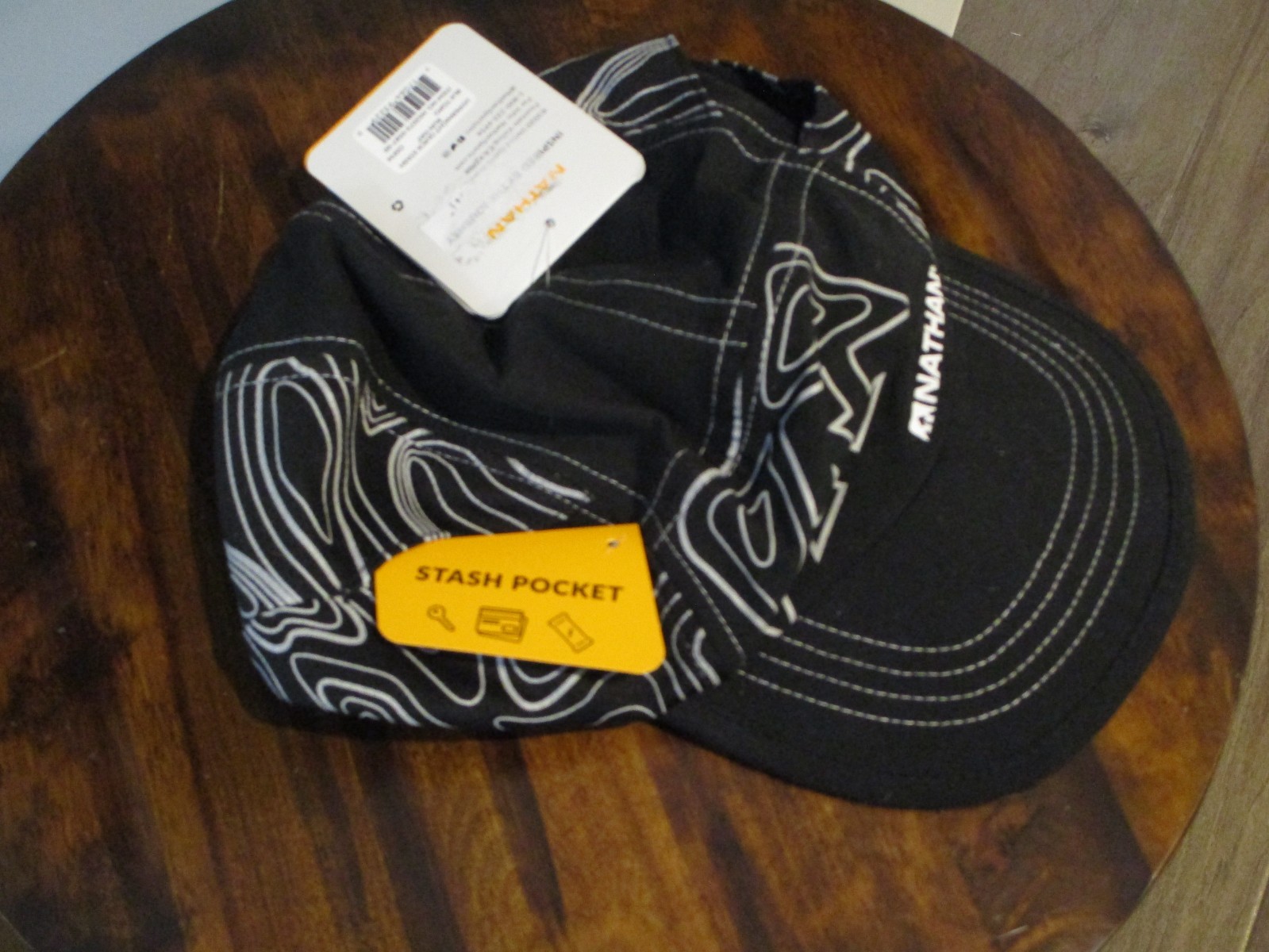NATHAN HYPERNIGHT QUICK STASH RUN BLACK TOPO CAP HAT NEW