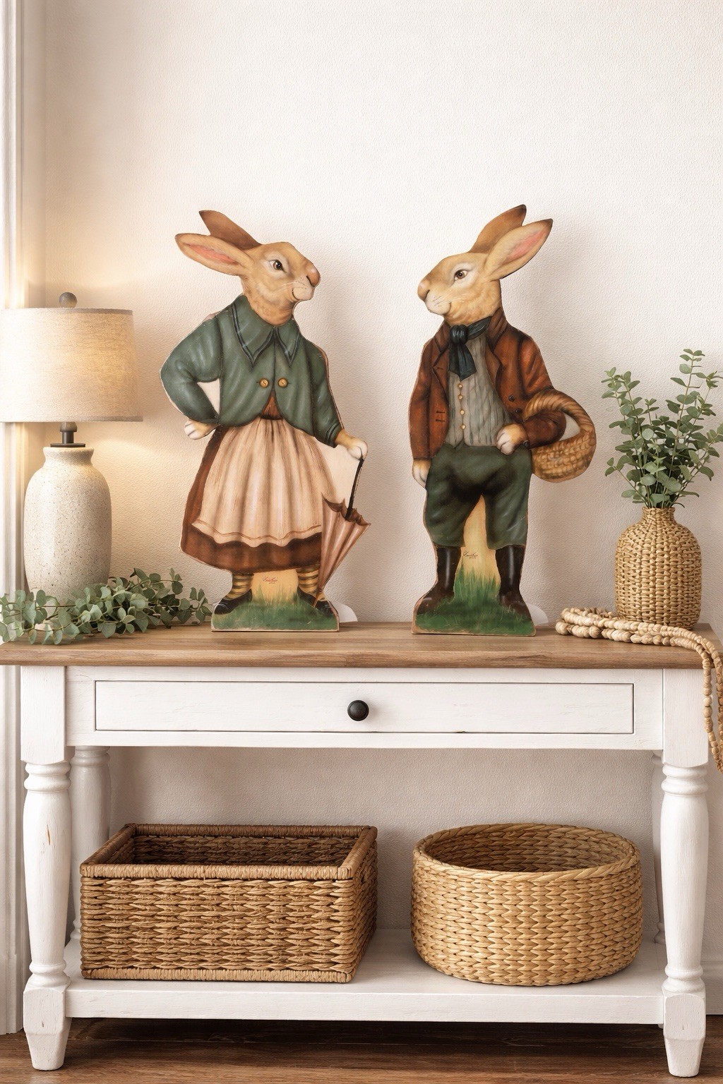 Boardwalk Originals by Bonnie Barrett 2026 Reproduction 18” Bunny Couple Signed