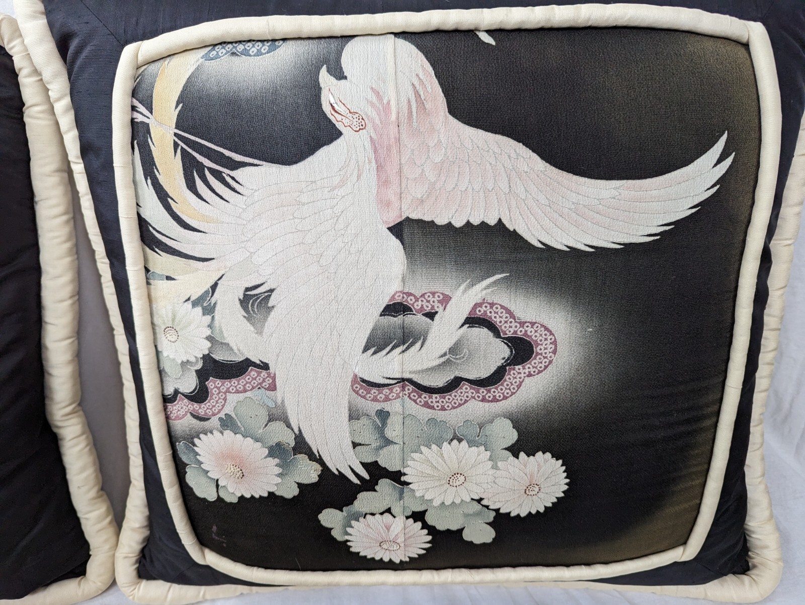 VTG JJ JENSEN 3 Japanese Obi Cushion Original Decorative Pillows SILK Cushion