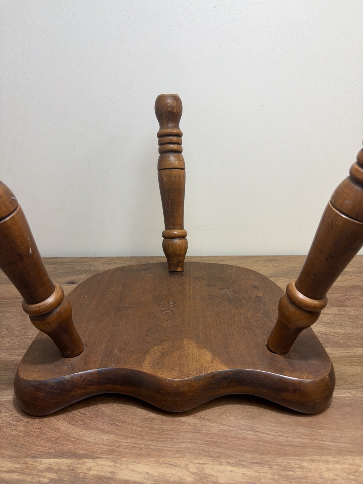 Vintage 3 Leg Maple Milking Stool #R82A Solid Wood Butt Or Saddle Seat Stool
