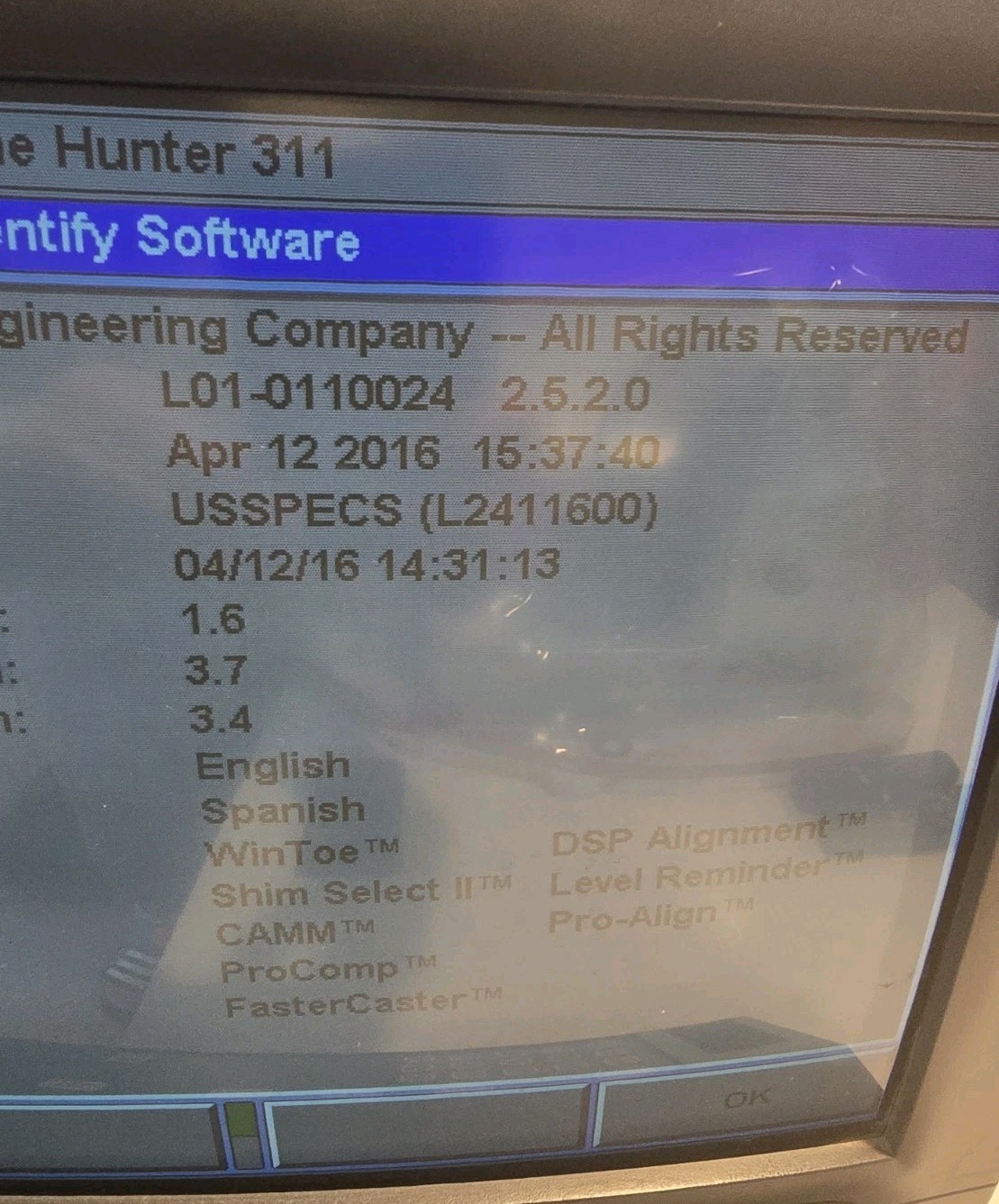 Hunter 311 Wheel Aligner Console IBM CRT Remote 2016 Software Tested Rare Legacy