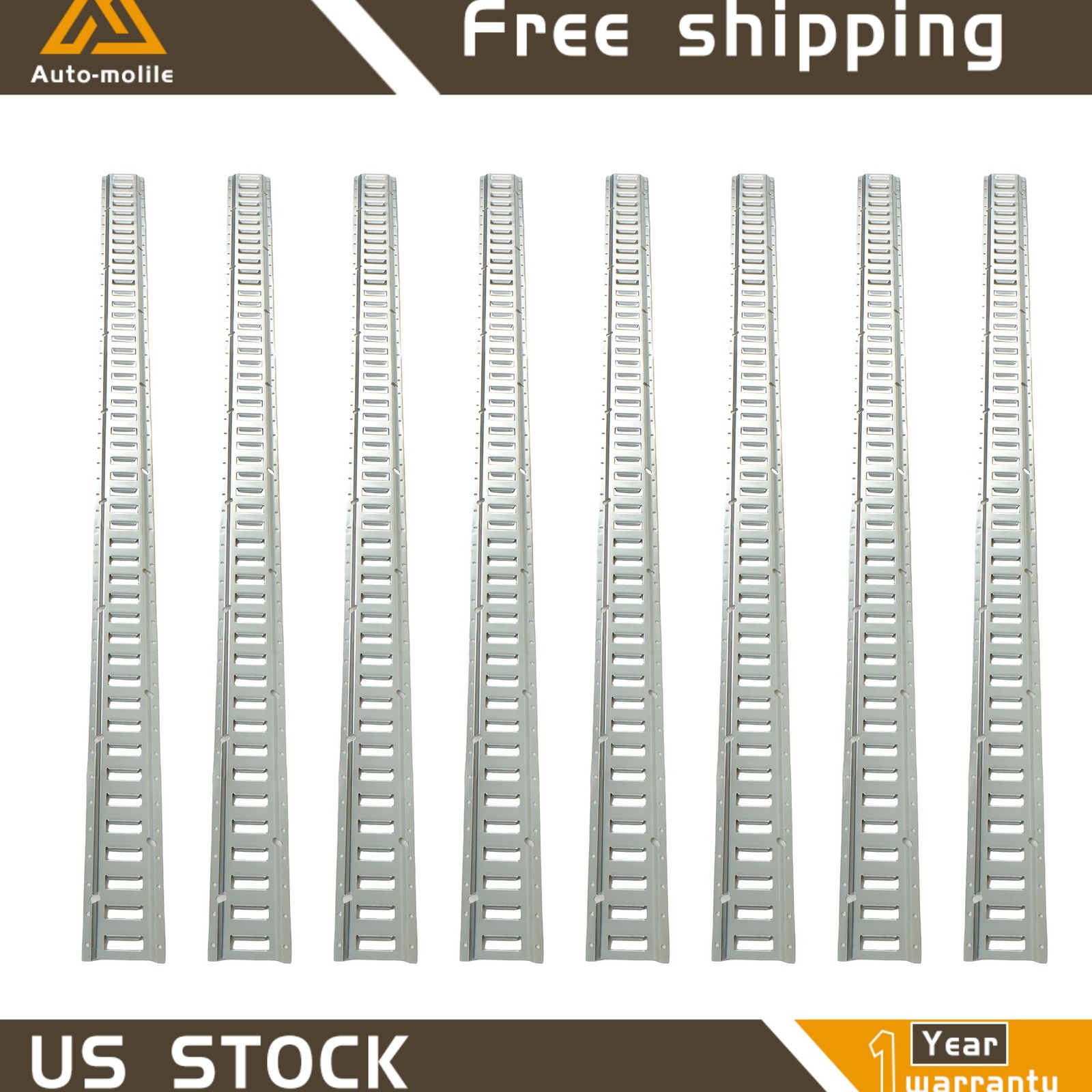 8 Pack Heavy Load E Track Tie Down Rail System 8' High Quality Horizontal Steel