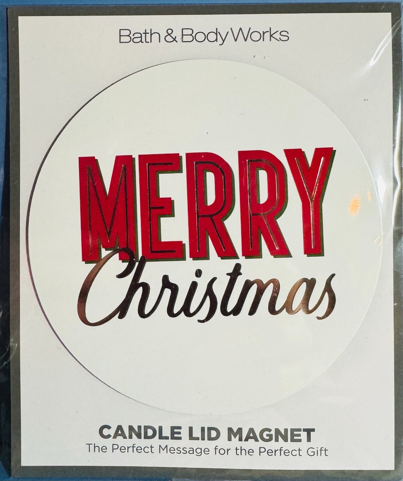 $$$AVE ~ MERRY CHRISTMAS ~ 4PK ~ 3-Wick CANDLE TOPPER MAGNET ~ Bath & Body Works