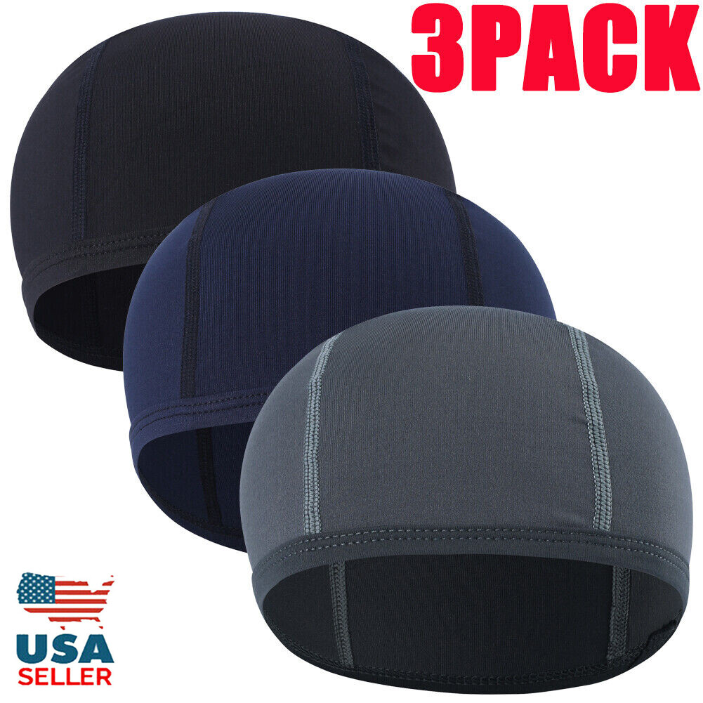 3Pack Skull Motorcycle Helmet Liner Hat Cycling Running Quick Dry Beanie Cap US