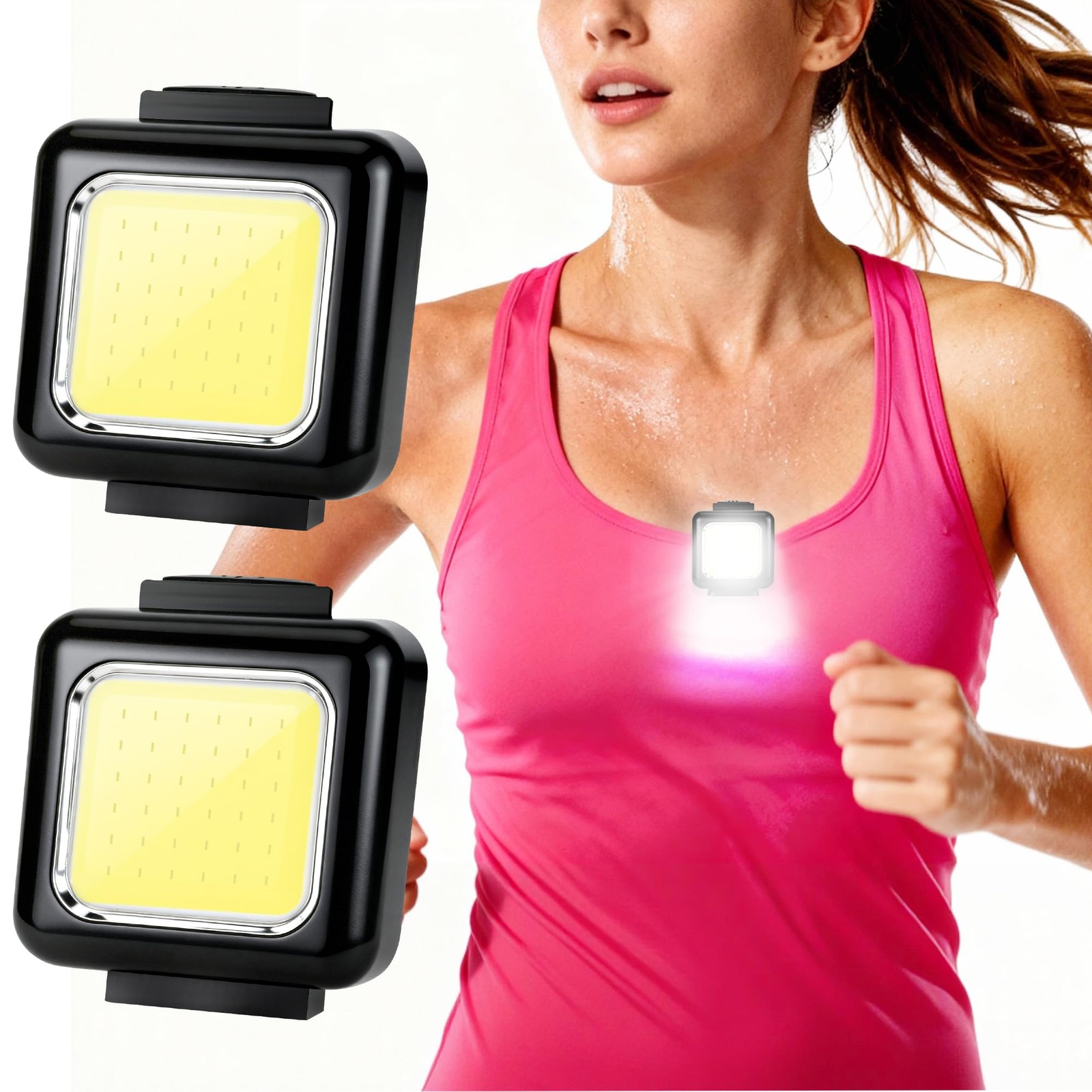 Running Lights for Runners, 2 Pack Clip on Flashlight Rechargeable Running Li...