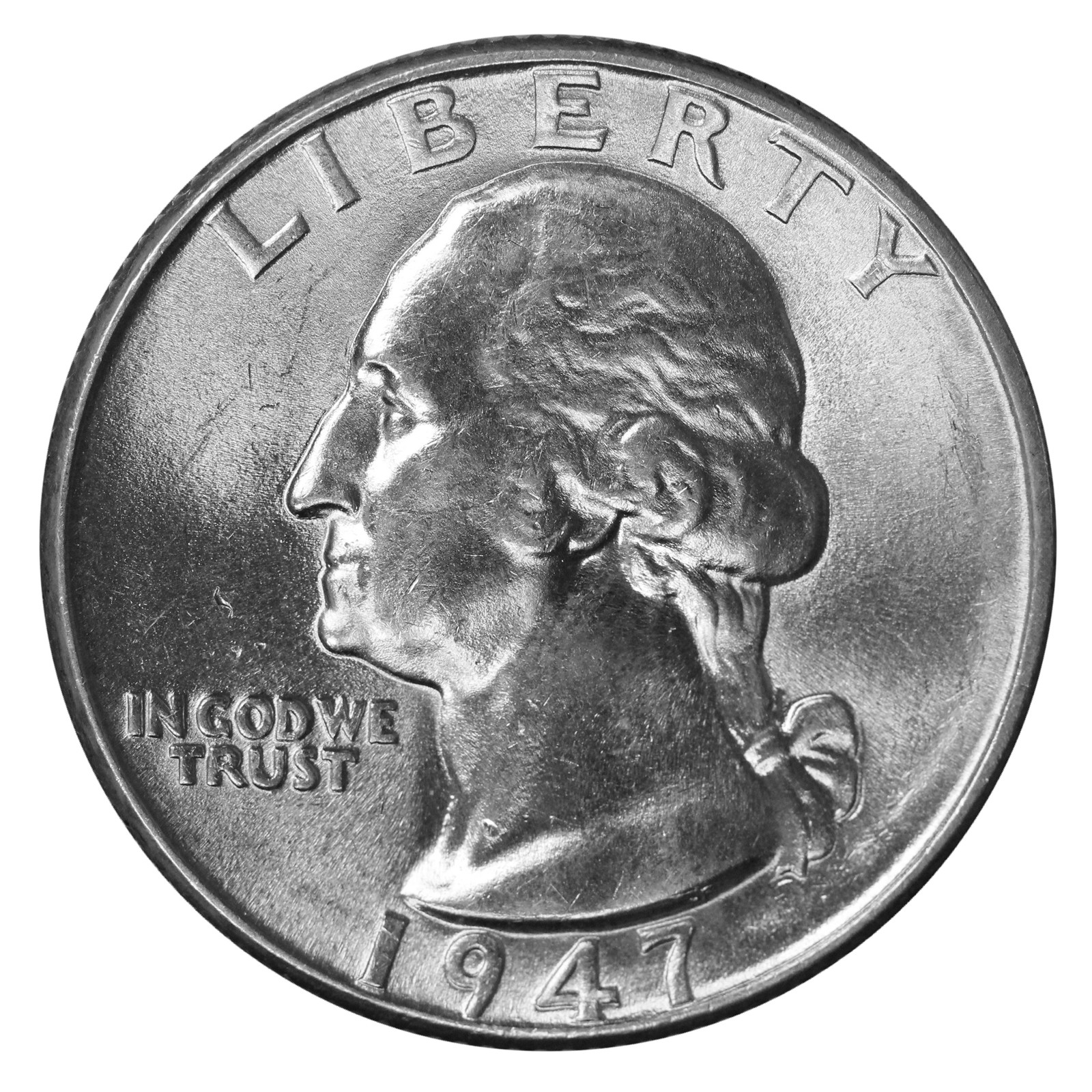 1947 -P  Washington Quarter 25c  - GEM BU 90% Silver US Coin - SP