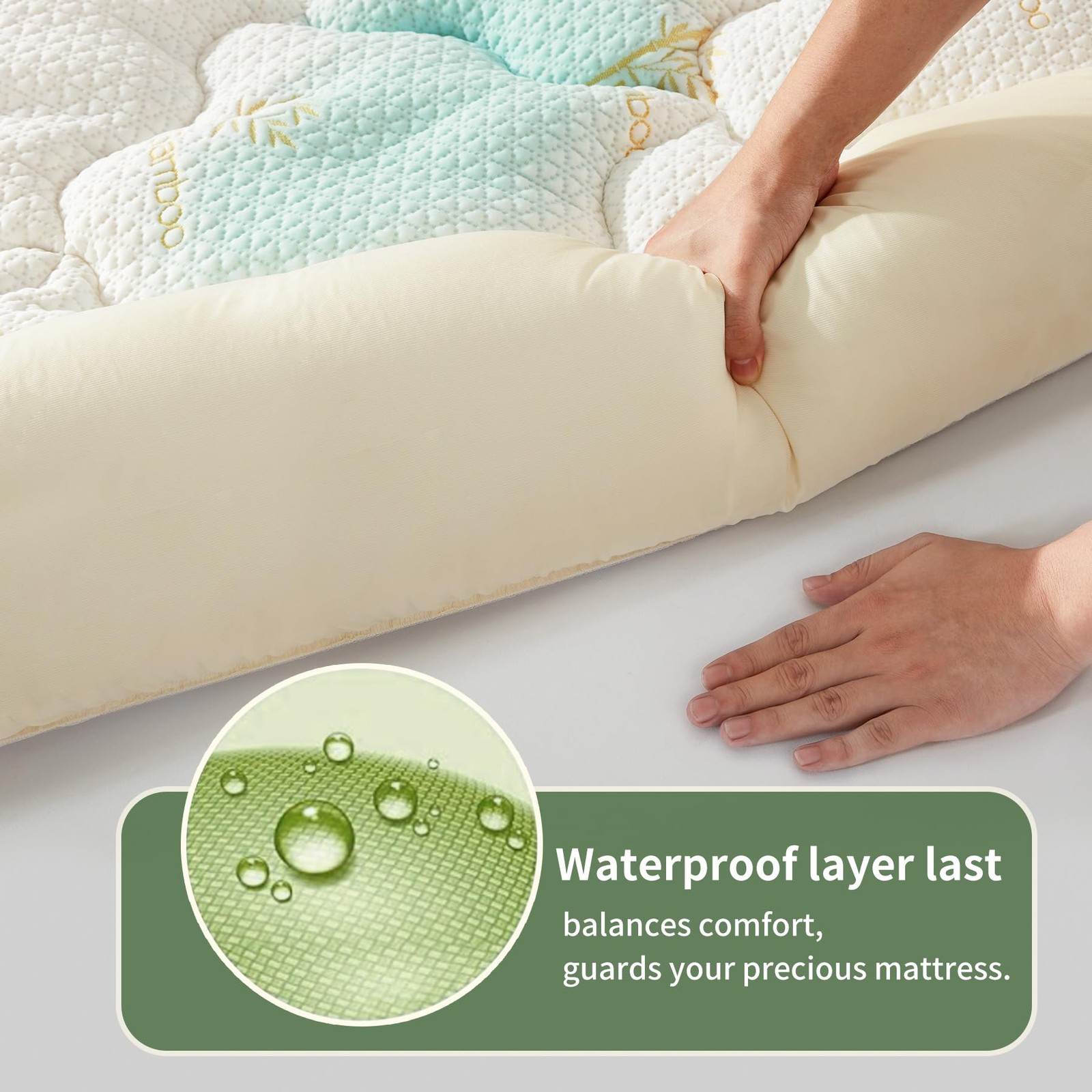 Premium 100% Waterproof Twin Mattress Topper, Breathable Twin, Gold