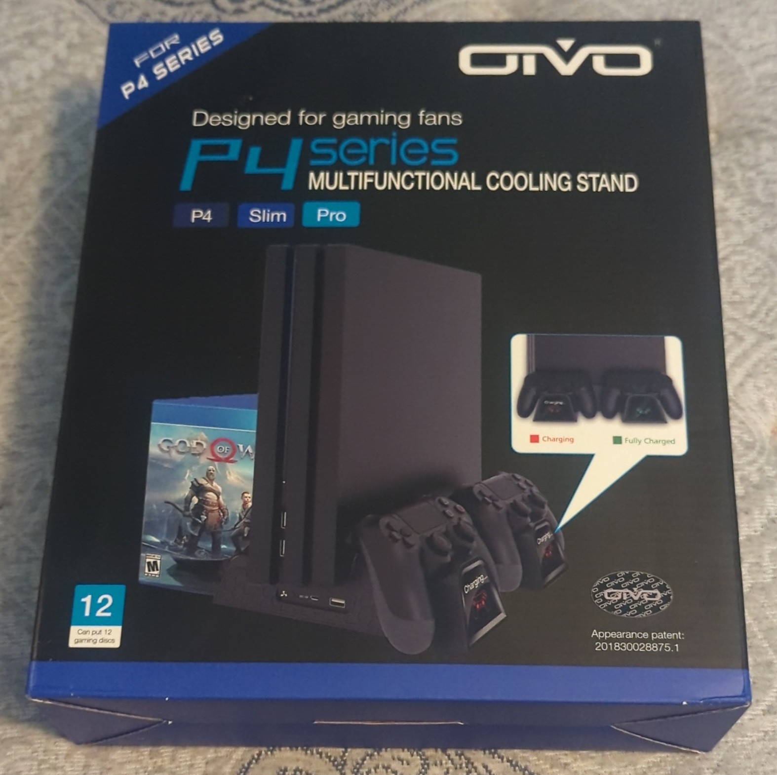 OTVO P4 Series PS4/PS4 Slim/PS4 Pro Cooling Stand w/ Charging Dock Black