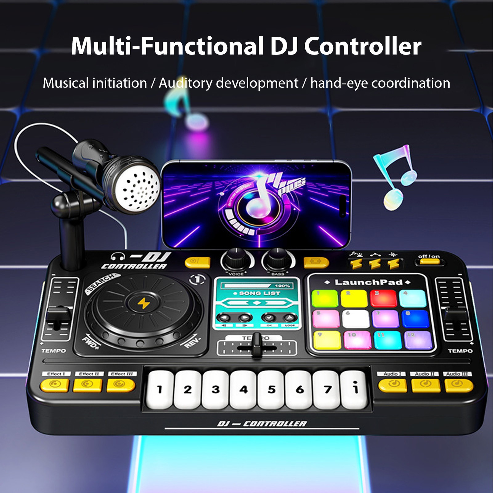 Musical DJ Set For Kids Turntable Multi Functional DJ Controller With Mic JQHY