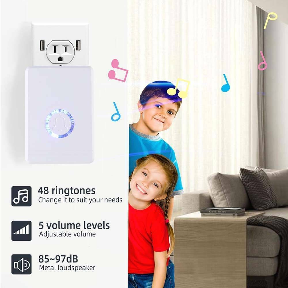 Wireless Doorbell Sensor Window Alarm Magnetic Door Chime 400m 3Sensor+2Receiver