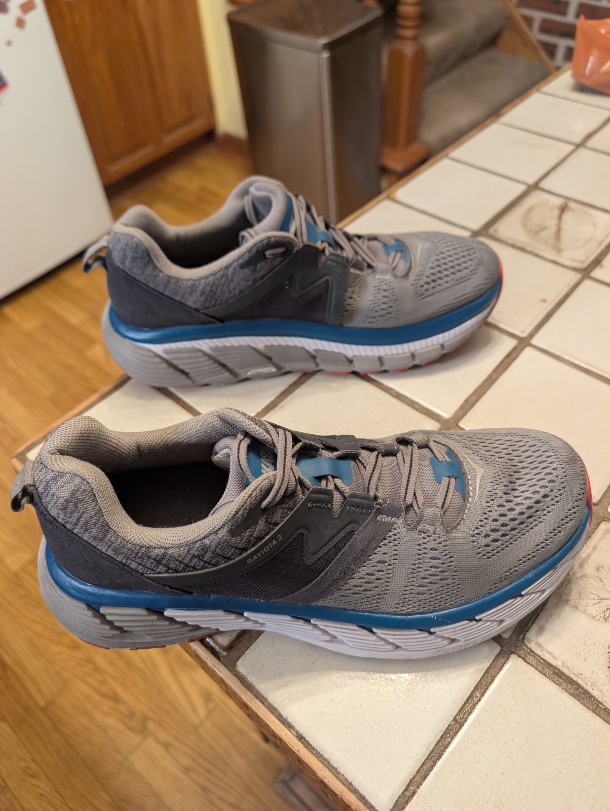 Hoka One One Gaviota 2 Men's Running Shoes Gray Blue Red Mesh US 9.5