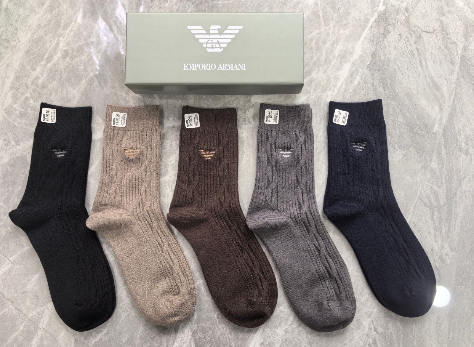 Emporio Armani Mens 5pcs Wool Socks Giftbox