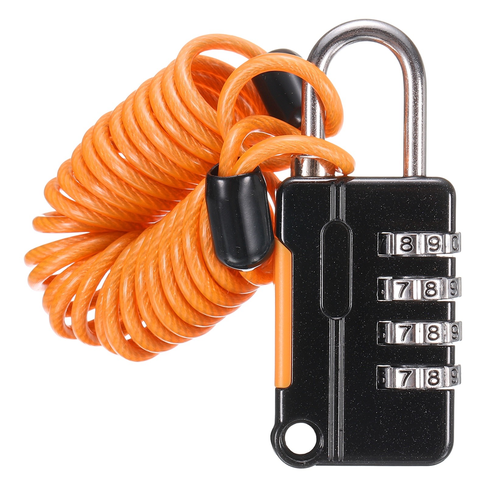 Luggage Lock, 4 Digit Combination Padlock with Flexible Orange Cable (130cm)