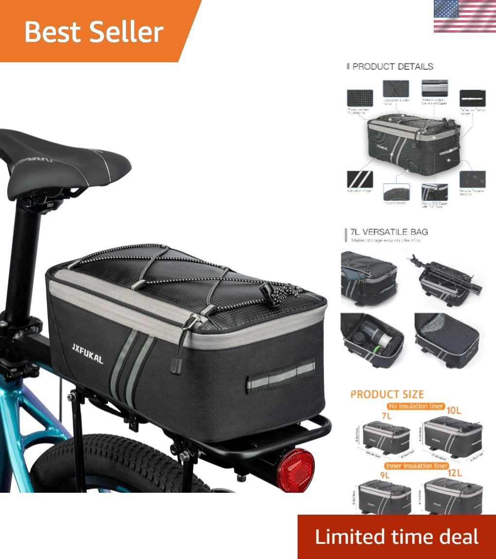 Lightweight Bicycle Rear Rack Bag with Rain Cover & Easy Mounting for Commuters