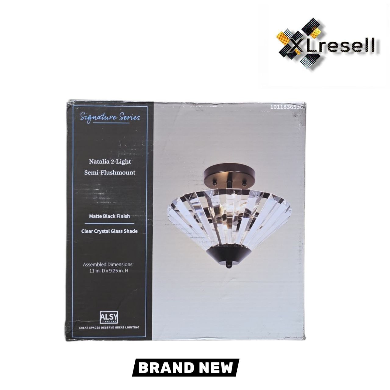Alsy 11 in. 2-Light Matte Black Semi-Flush Mount with Clear Glass Faceted Shade