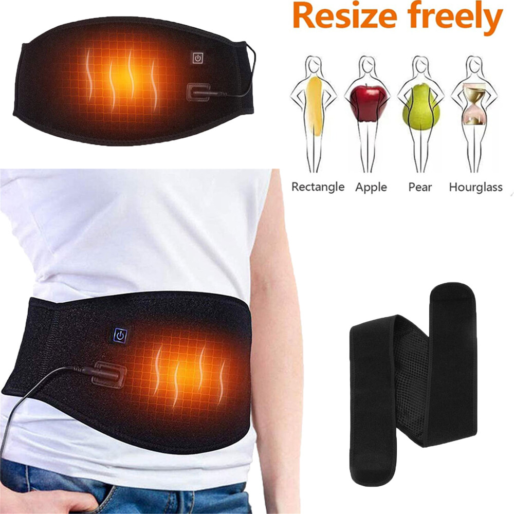 Heating Pad Lumbar Waist Support Brace Belt Lower Back Pain Relief for Men Women