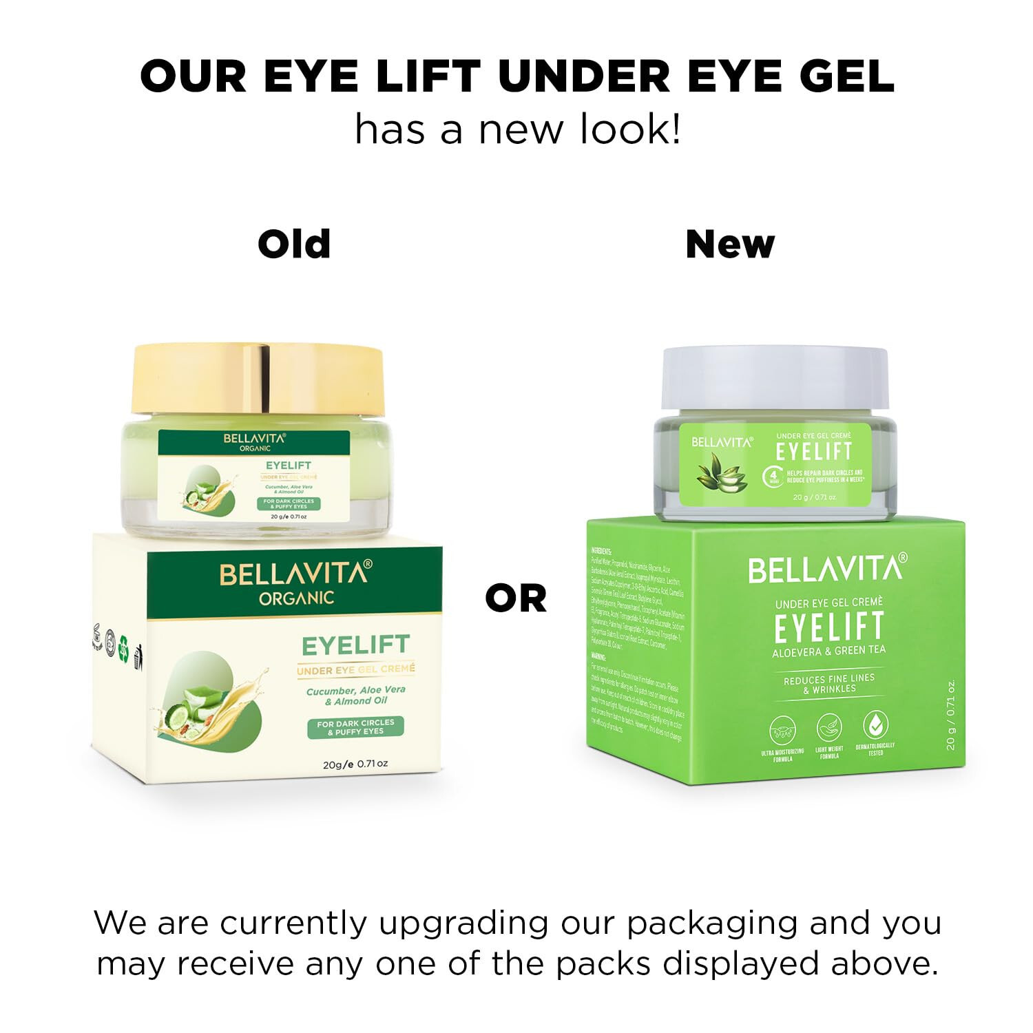 Bella Vita EyeLift Under Eye Cream/Gel Dark Circles, Puffy Eyes, Wrinkles 20g