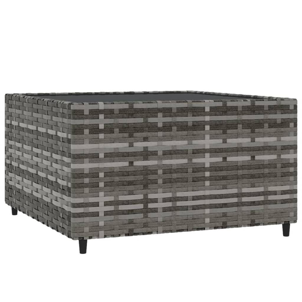 Patio Lounge Set Grey Poly Rattan Medium Adjustable Feet
