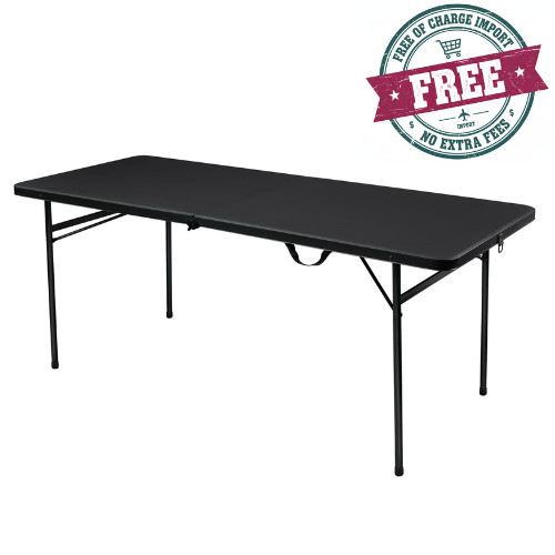 Mainstays 6 Foot Bi-Fold Plastic Folding Table, Black, 72" W x 30" D x 29" H