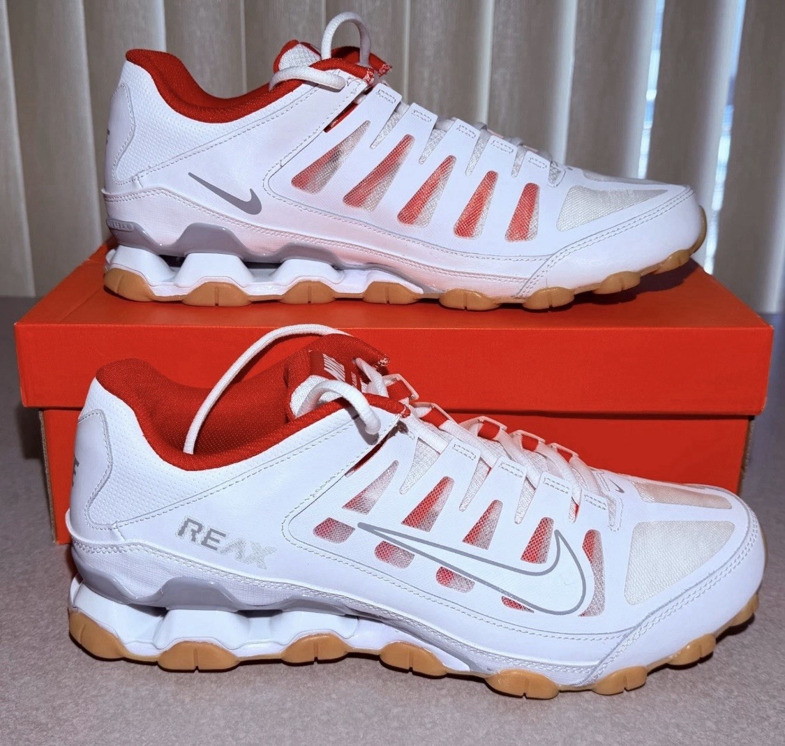 Nike Men's Reax 8 TR Mesh Shoes Size 10.5 White/Red 621716-103 Sneakers
