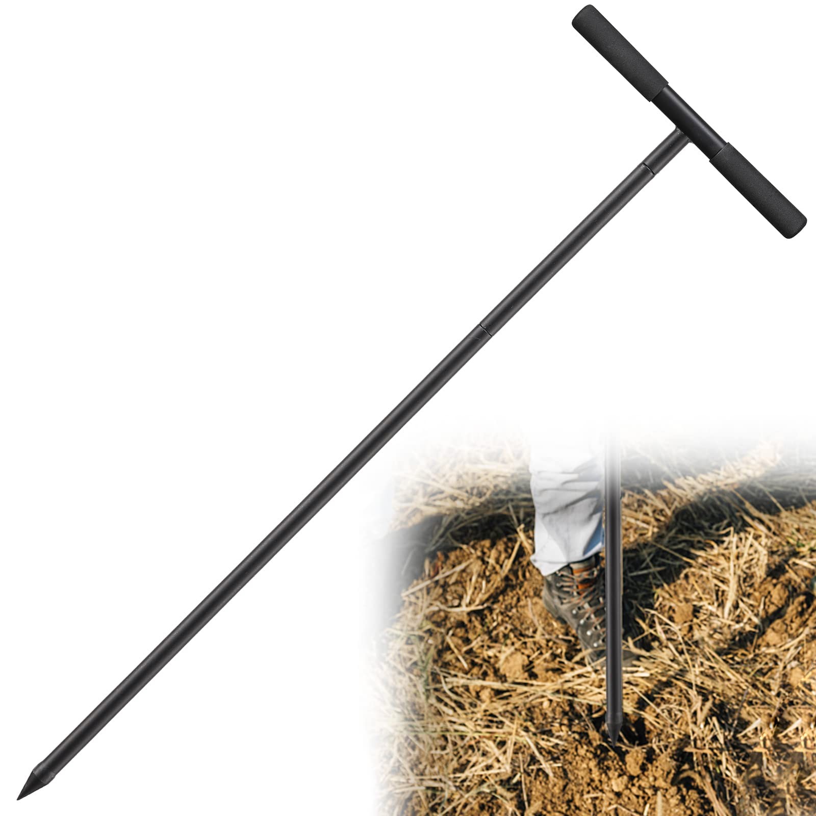 cogardenshower Metal Soil Probe Rod - Septic Tank Locator Tool with T...