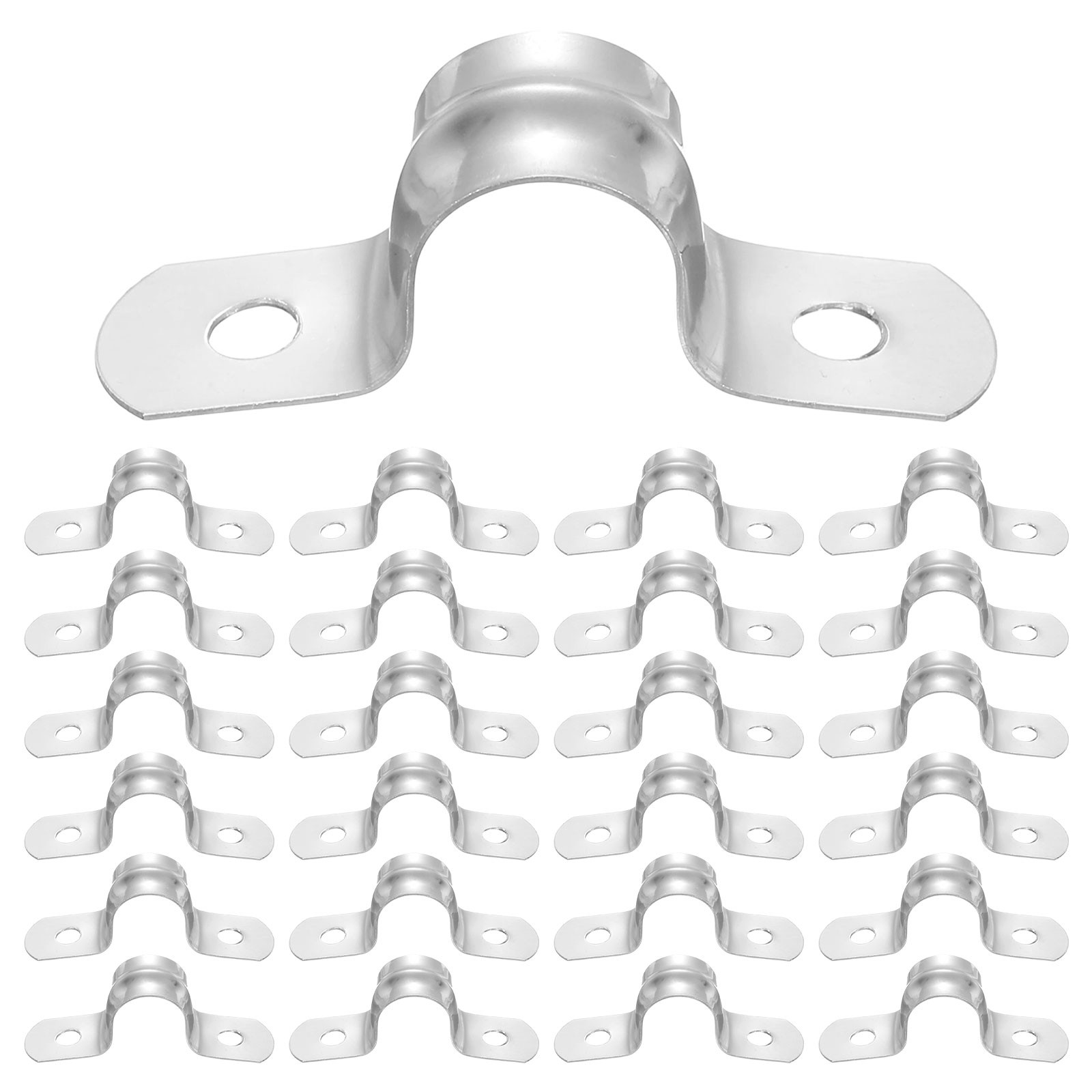 25pcs U Tube Strap Clamp 1/2" (12mm) Two Hole Pipe Conduit Clamp Clip