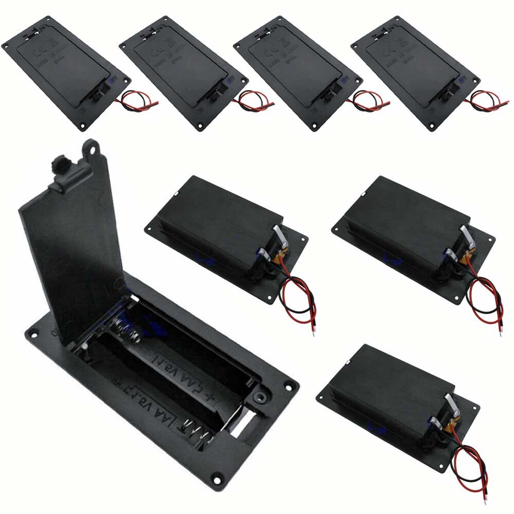 8PCS Twin/2X/Two AA Panel Mount Battery Holder Case Box 3V w/Power Switch & Wire