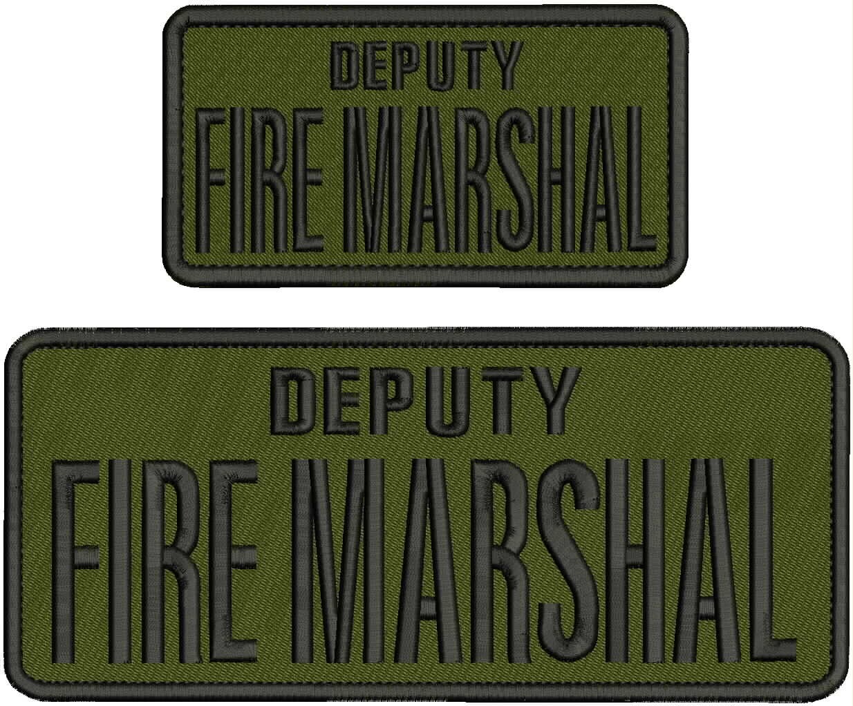 DEPUTY FIRE MARSHAL embroidery patches 4x10 and 2x5 hook on back BLACK