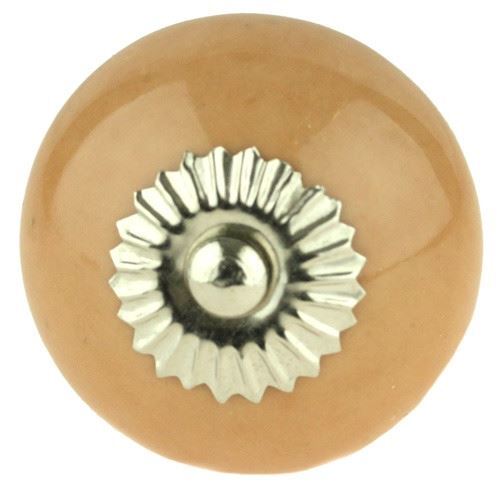 1-1/2" Ceramic Knob Tan with Nickel Rosette